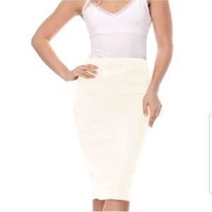Hanna Nikole Ivory Stretch Pencil Skirt  W/Back Slit New W/Tags Plus Sz. 16
